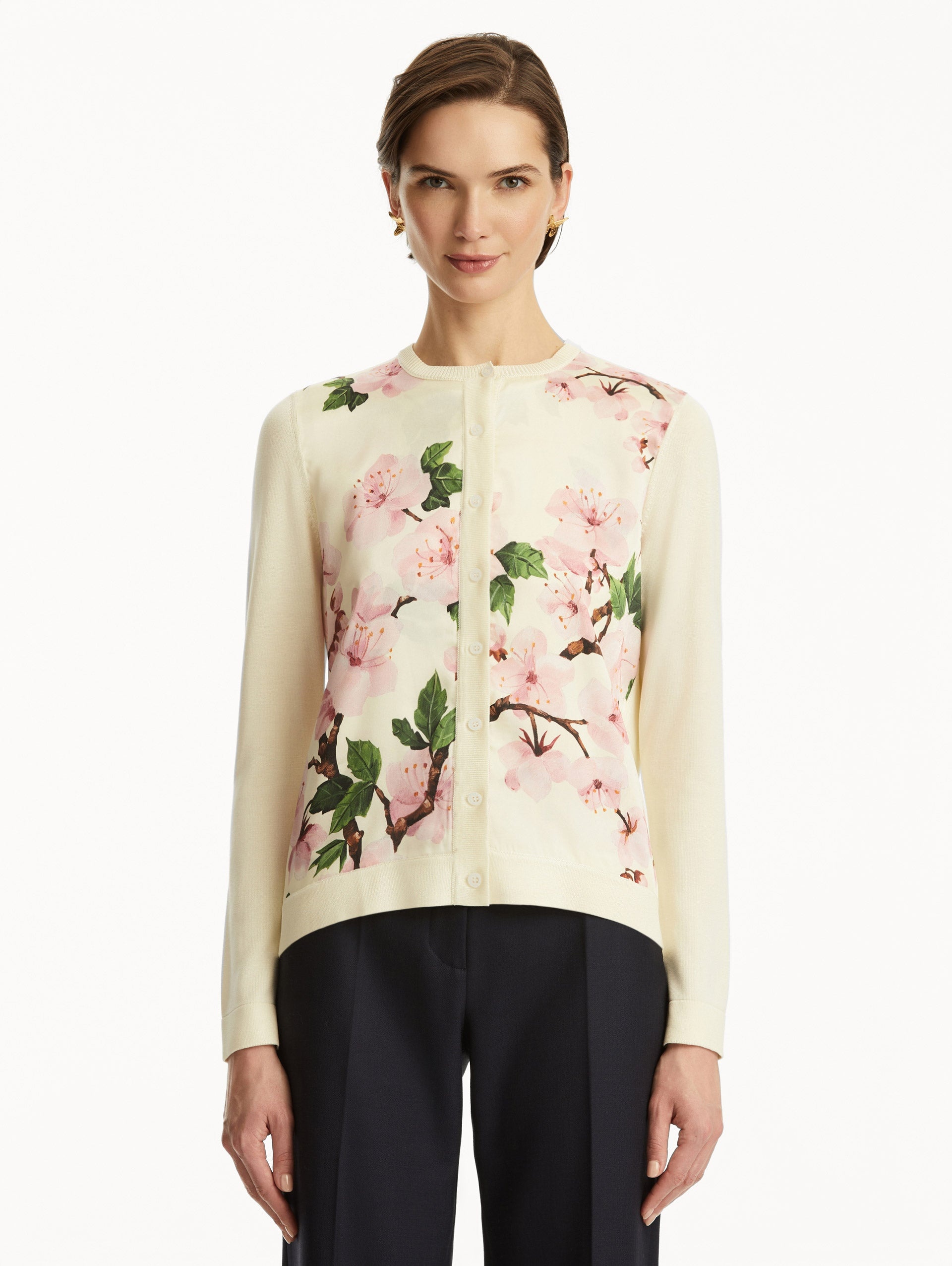 CHERRY BLOSSOM SILK INSET CARDIGAN - 2