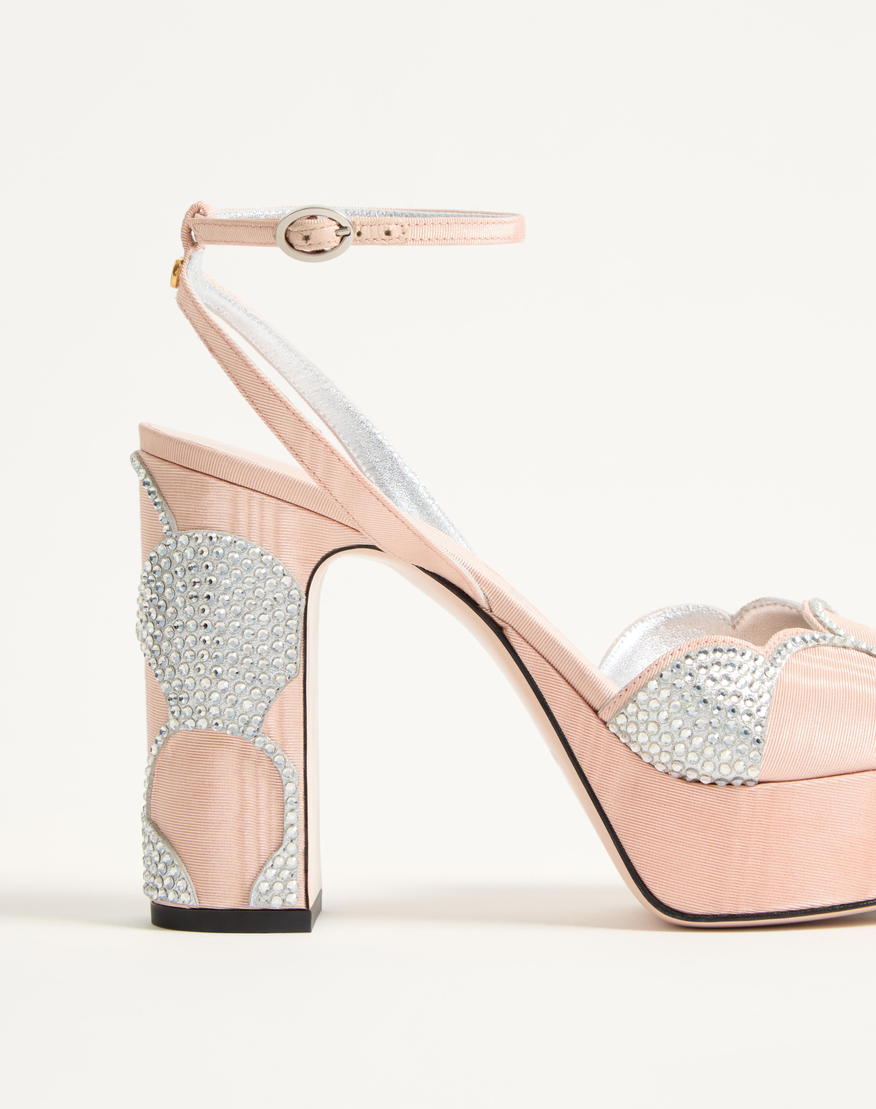 BOWOW PLATFORM SANDAL IN MOIRÉ FABRIC WITH CRYSTALS 115MM - 7