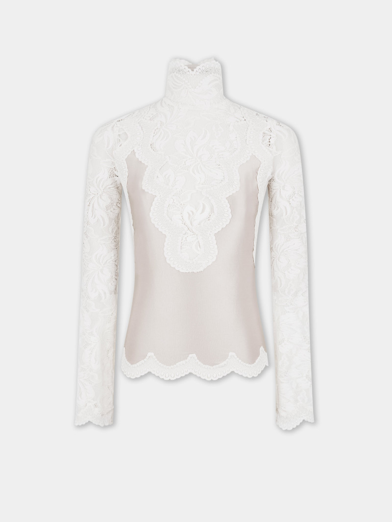 IVORY LONG SLEEVE TOP IN LACE AND JERSEY 6