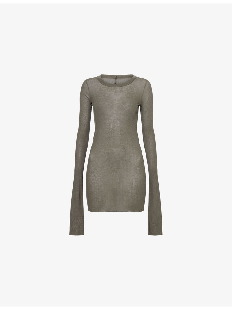 Ribbed Long-Sleeves Woven Top 1