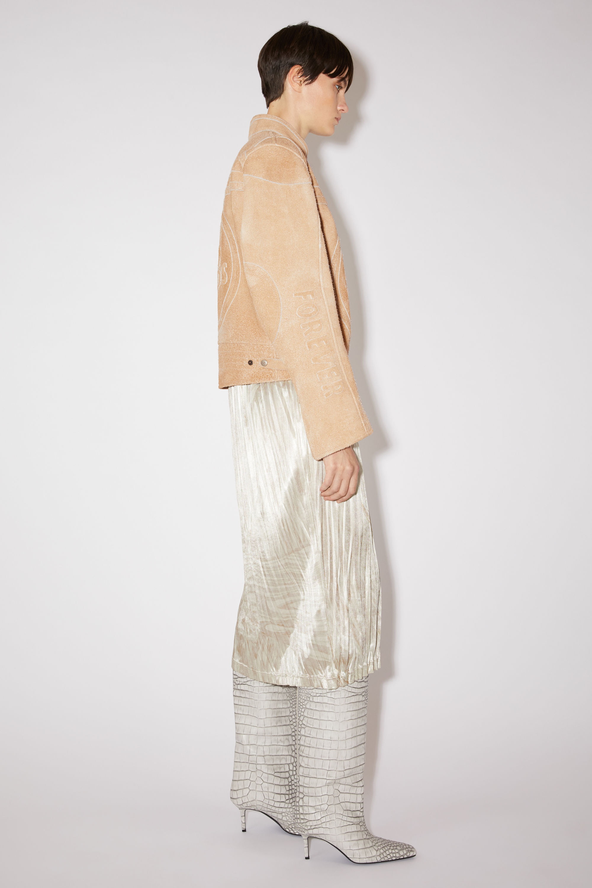 Suede leather jacket - Sand beige - 4