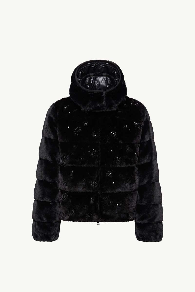 Andronne Sequin-Embroidered Hooded Short Down Jacket 1