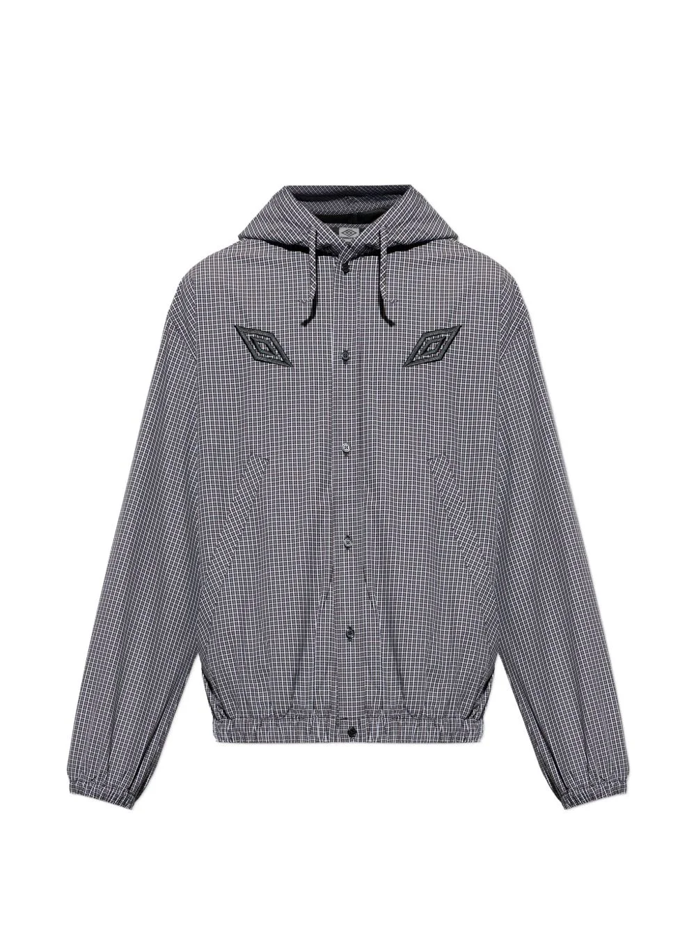 hooded check-pattern jacket - 1