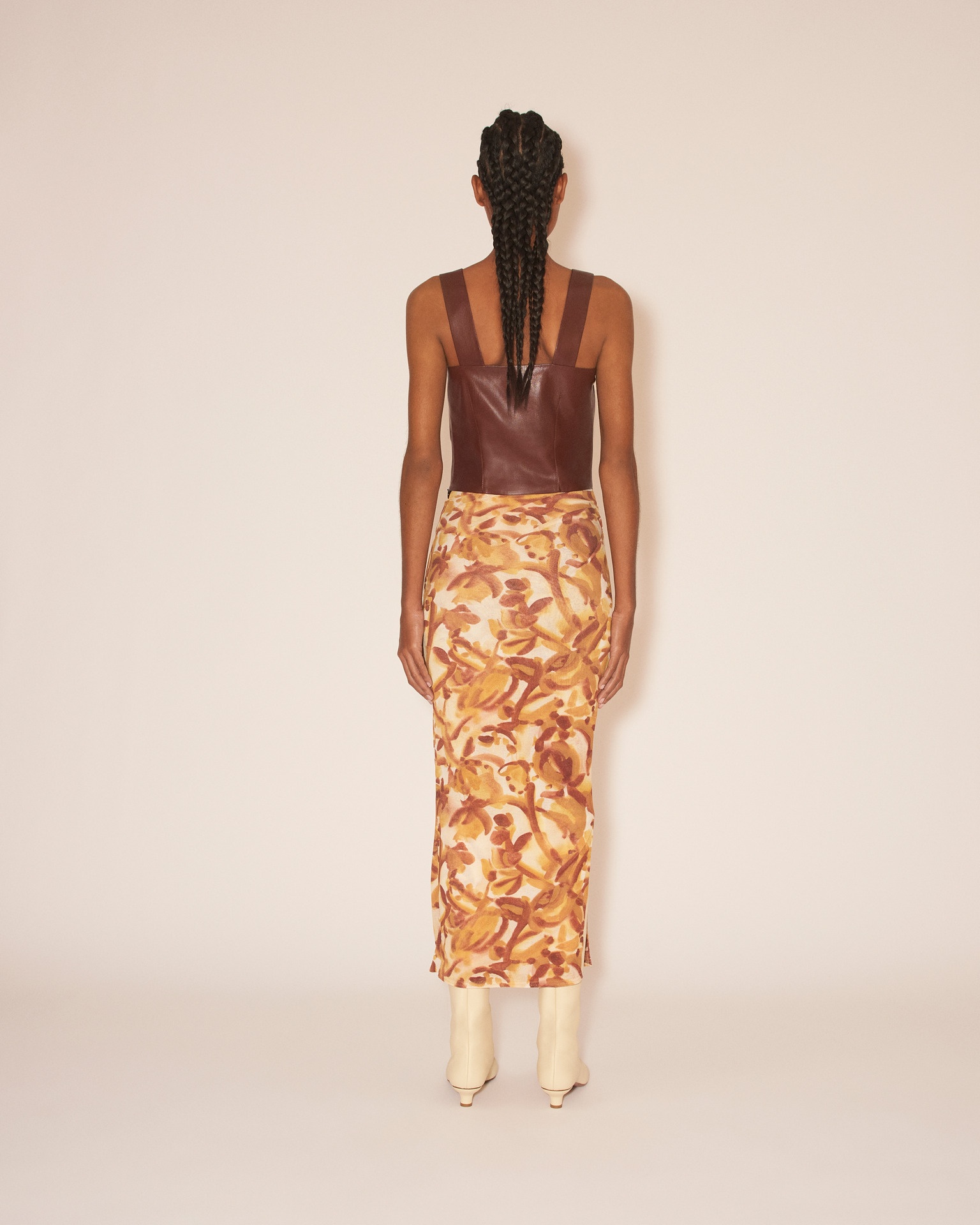 TAINA - Bodycon midi skirt with wrap - Botanic aquarelle - 5