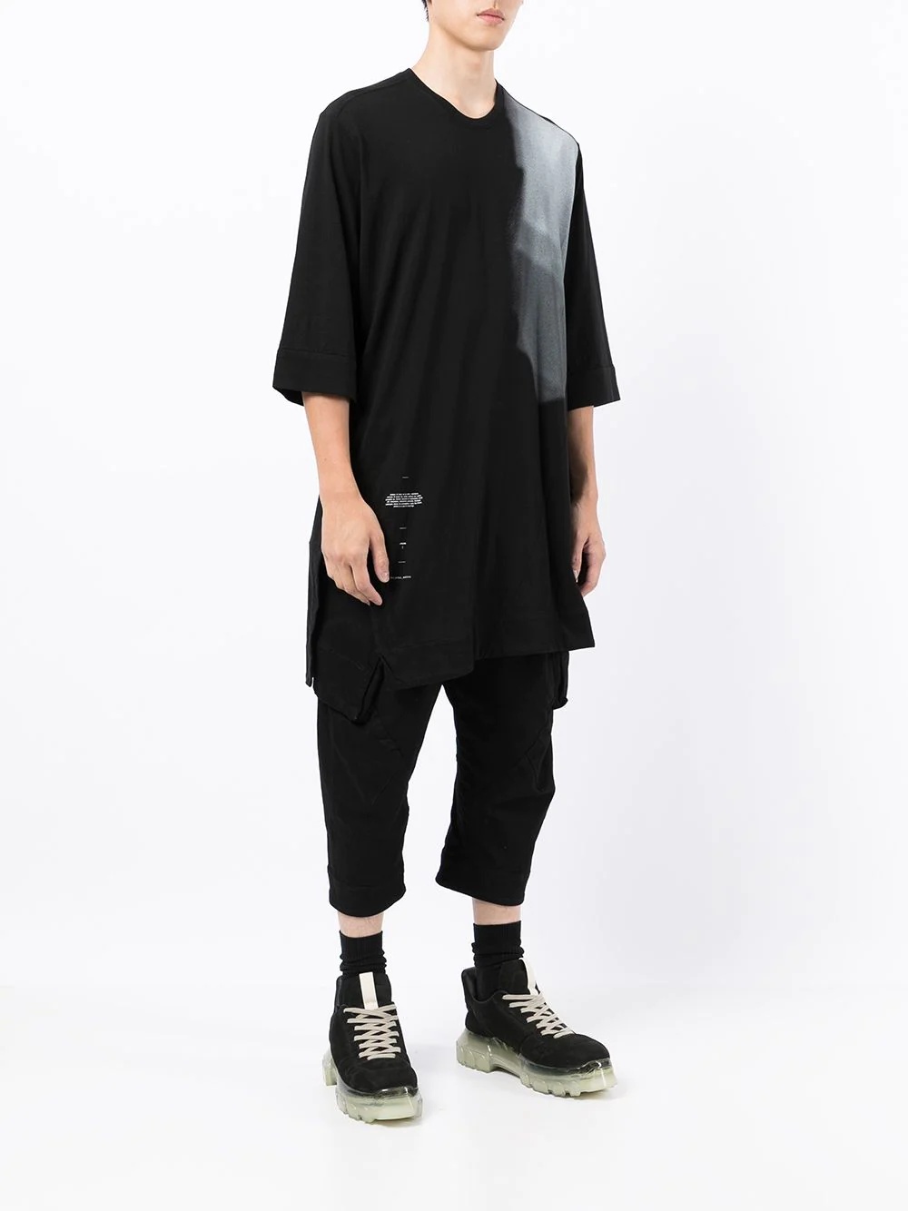 Slit printed long-line T-shirt - 3