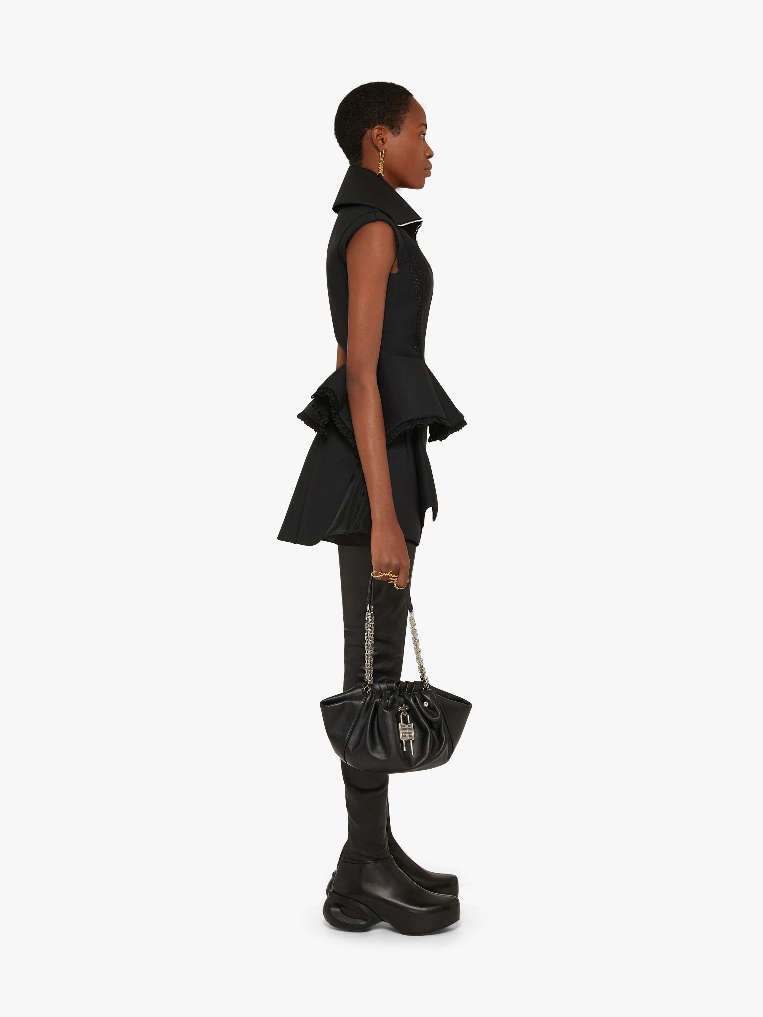 SKIRT IN WOOL WITH APRON EFFECT - 3
