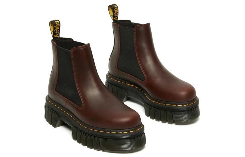 (WMNS) Dr. Martens Audrick Brando Leather Platform Chelsea Boots 'Brown' 27820211 - 2