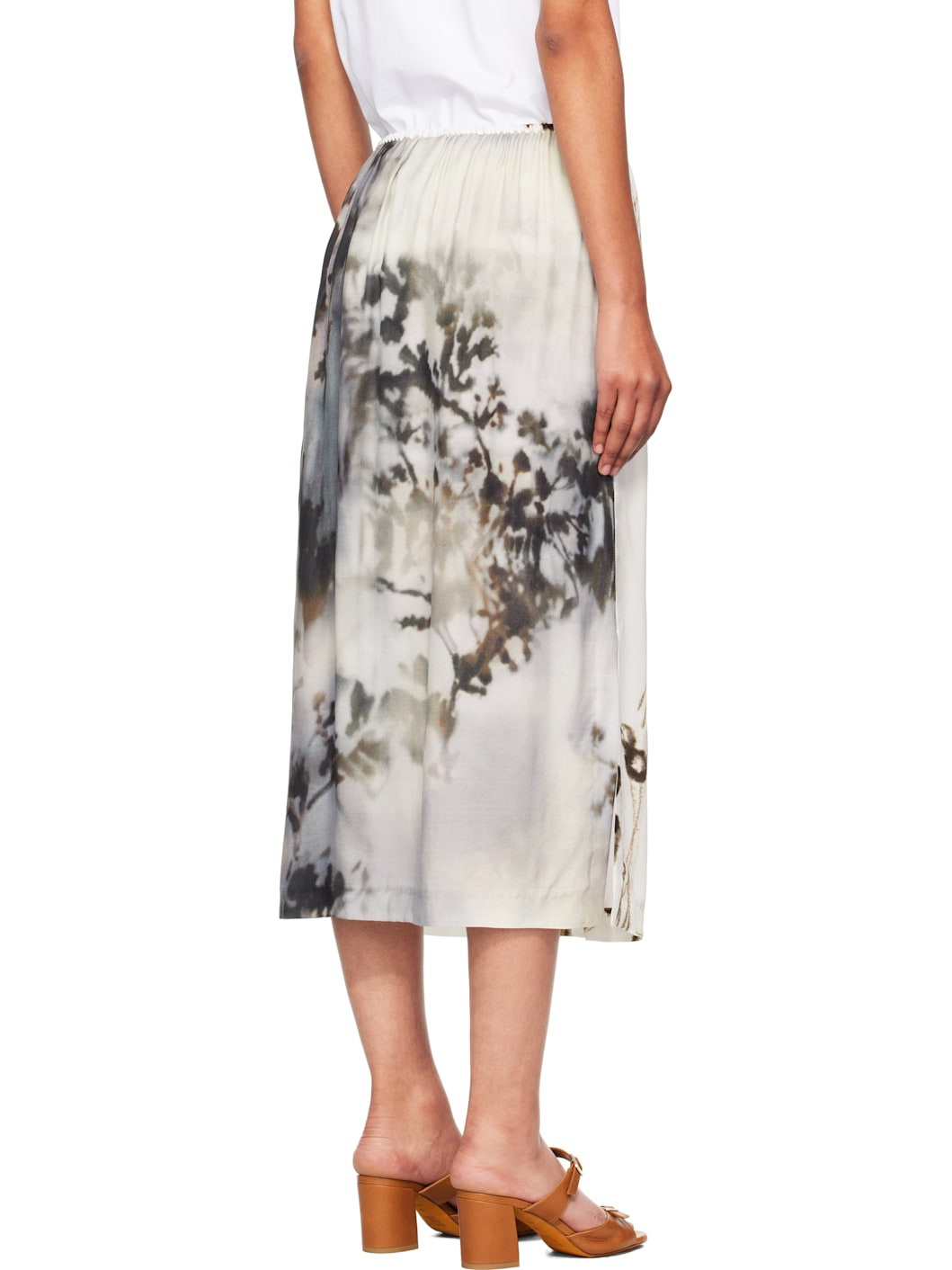 White Printed Lace Midi Skirt - 3
