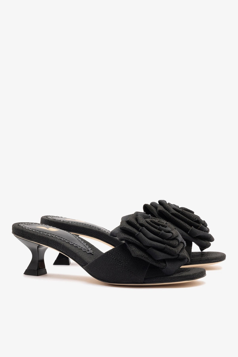 Scarlet Low Mule In Black Raffia 3