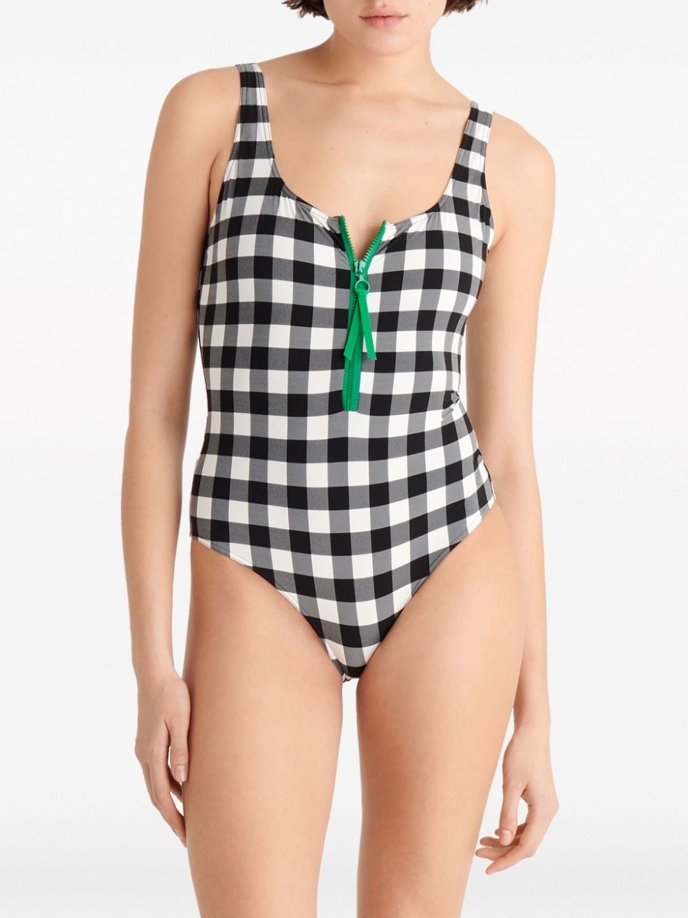 Funny check-print one-piece swimsuit - 3