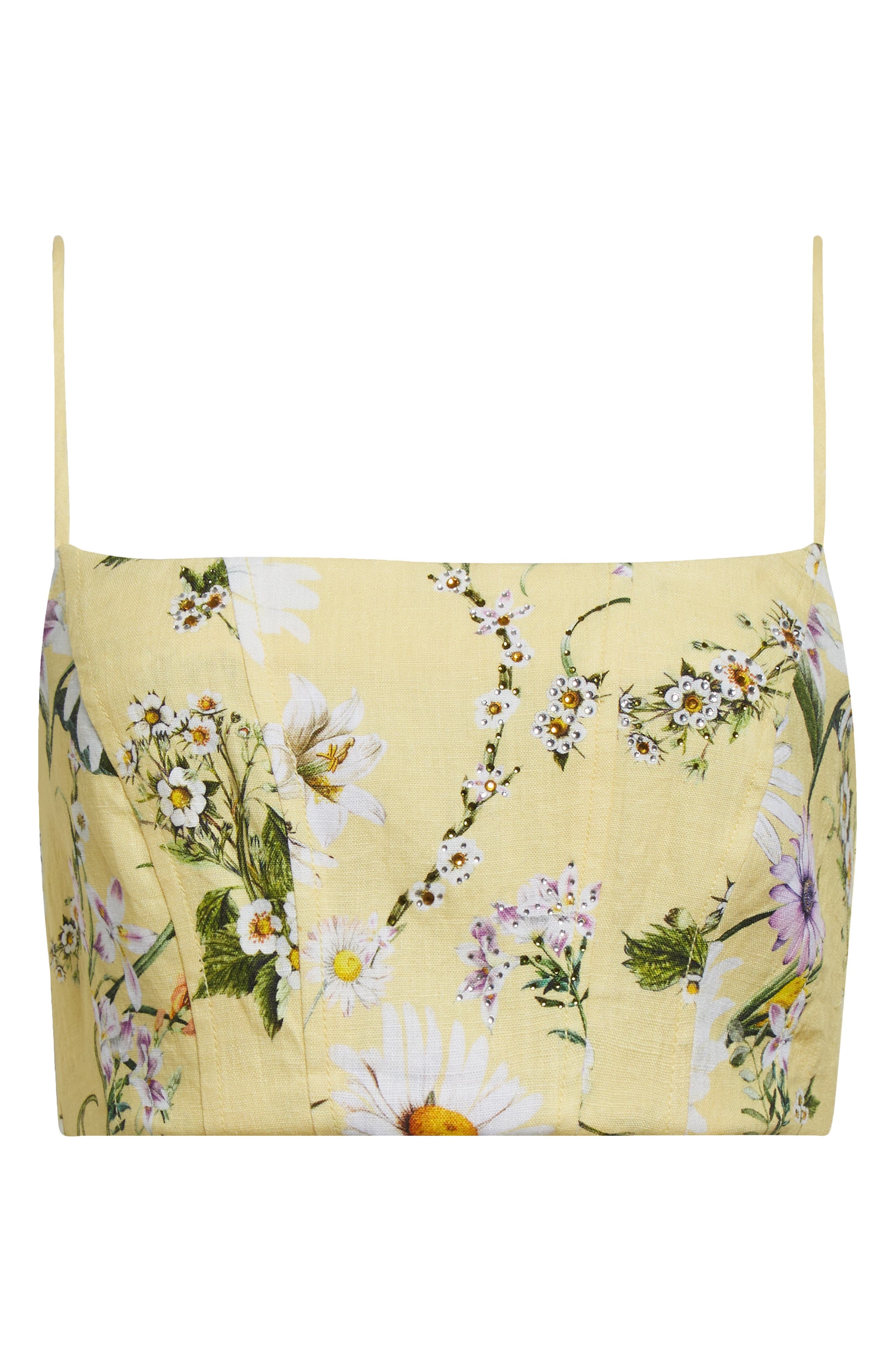Camilla Daisy Chain Linen, Cotton & Silk Crop Corset Top in Daisy Chains at Nordstrom - 6