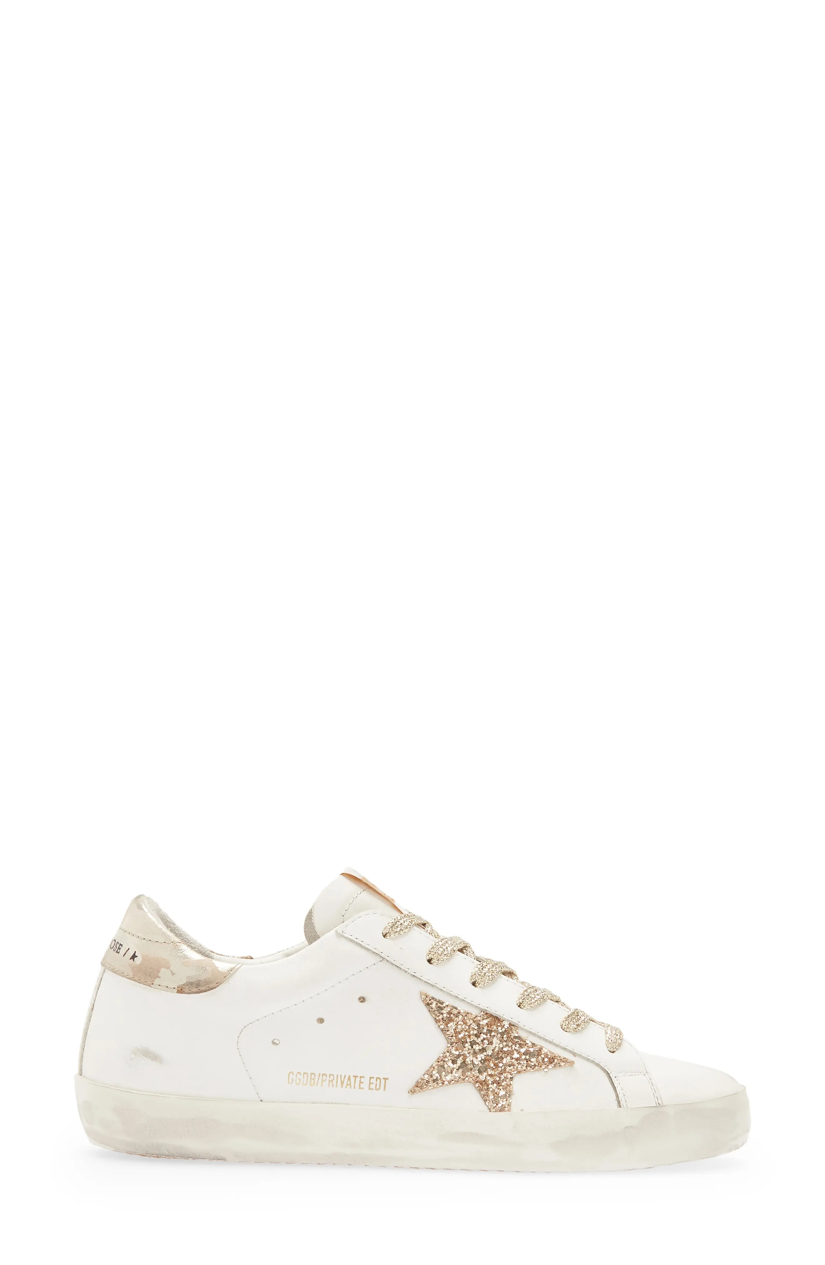 Super-Star Low Top Sneaker in White/Gold - 3