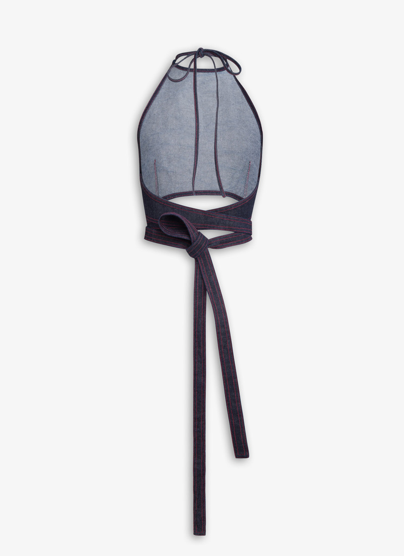 Alaïa CROSS OVER TOP IN RAW DENIM outlook