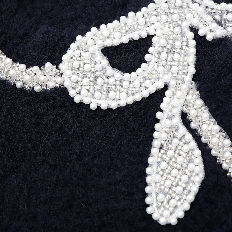 Navy Soft Knit Bow Cardigan 8