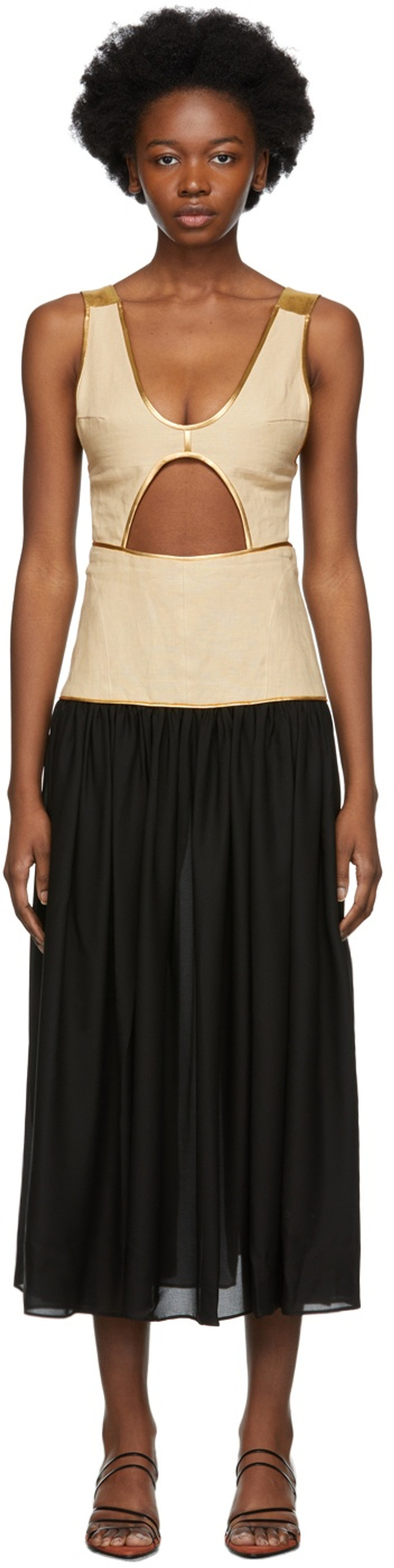 Beige & Black Corpetto Dress 1