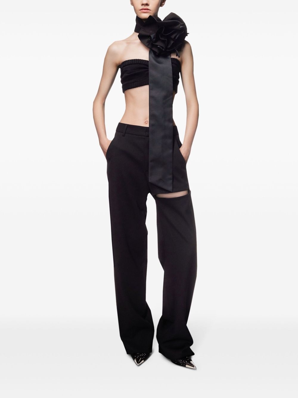 asymmetric slit trousers - 2