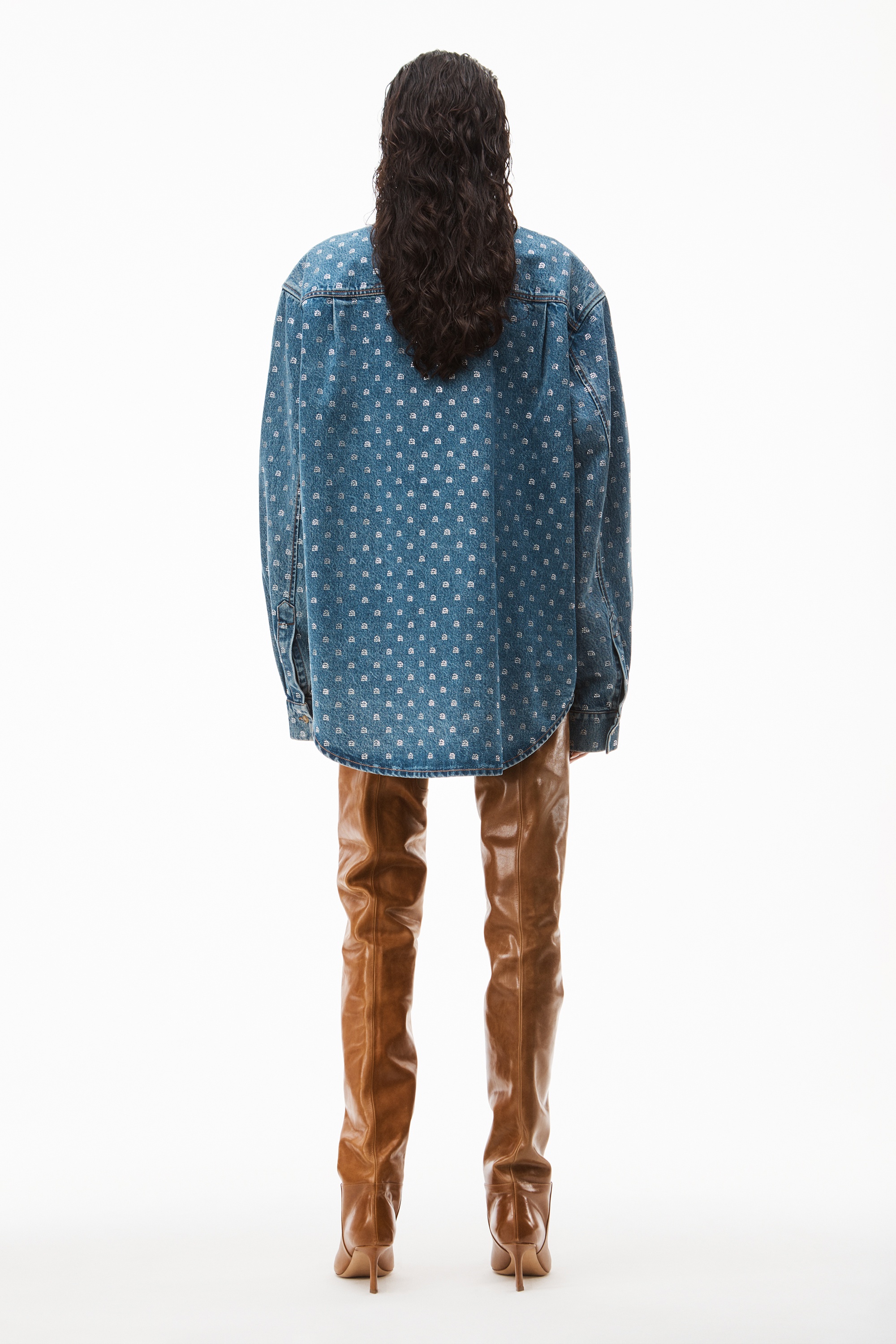 CRYSTAL A UNISEX OVERSIZED DENIM SHIRT - 4