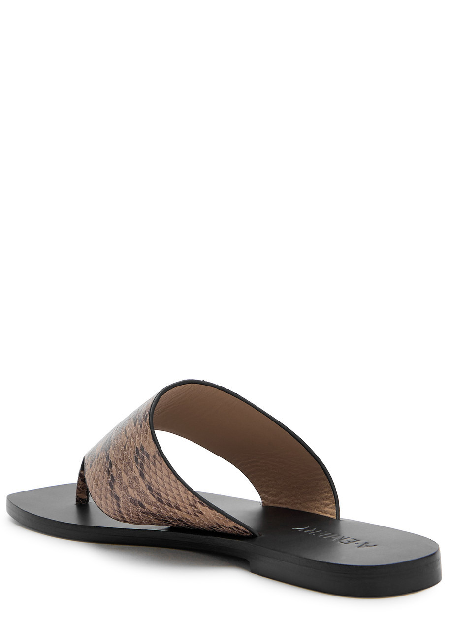 A.emery Paton Snake-effect Leather Flip Flops - 2