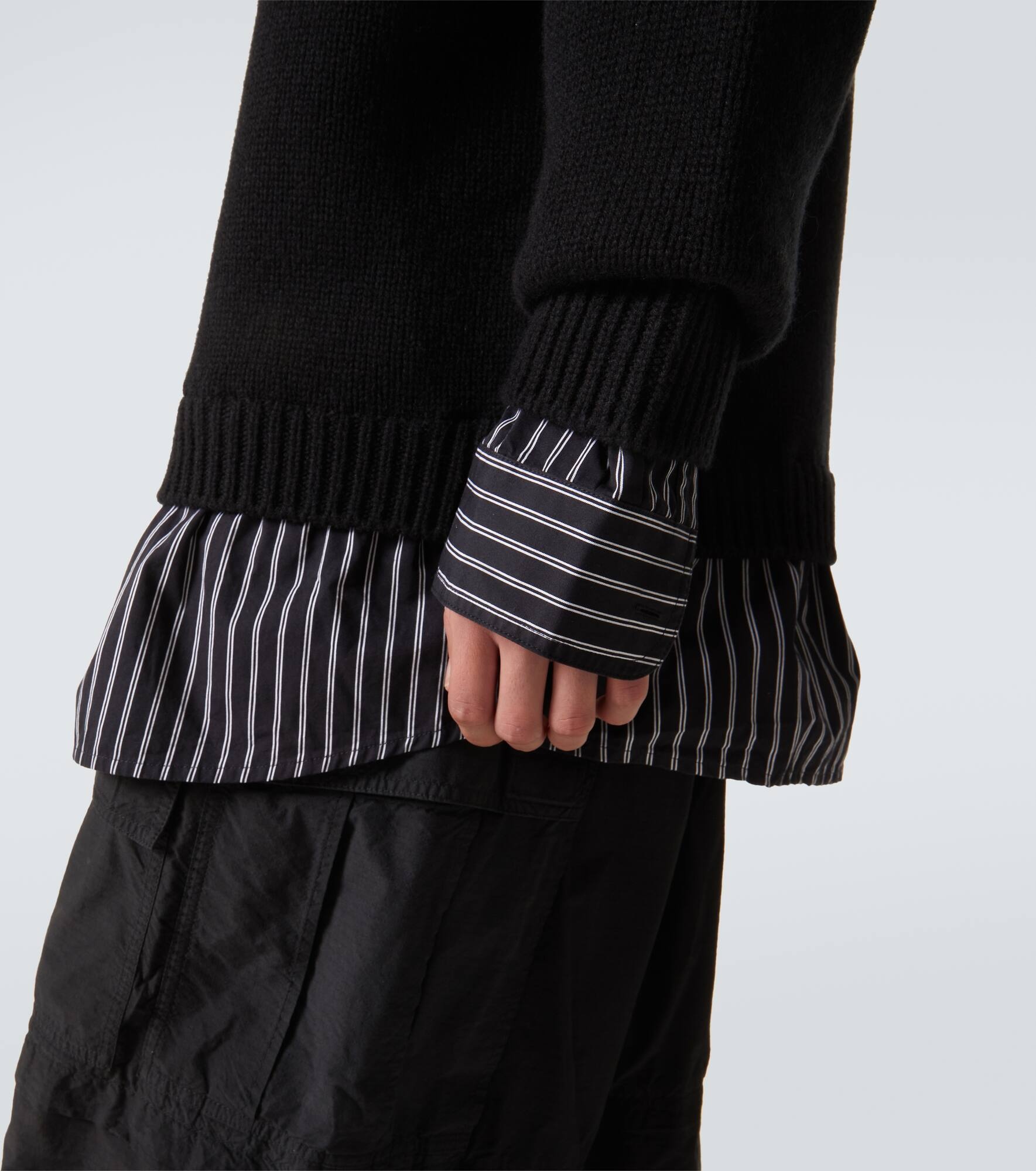 Layered wool and cotton poplin sweater - 6