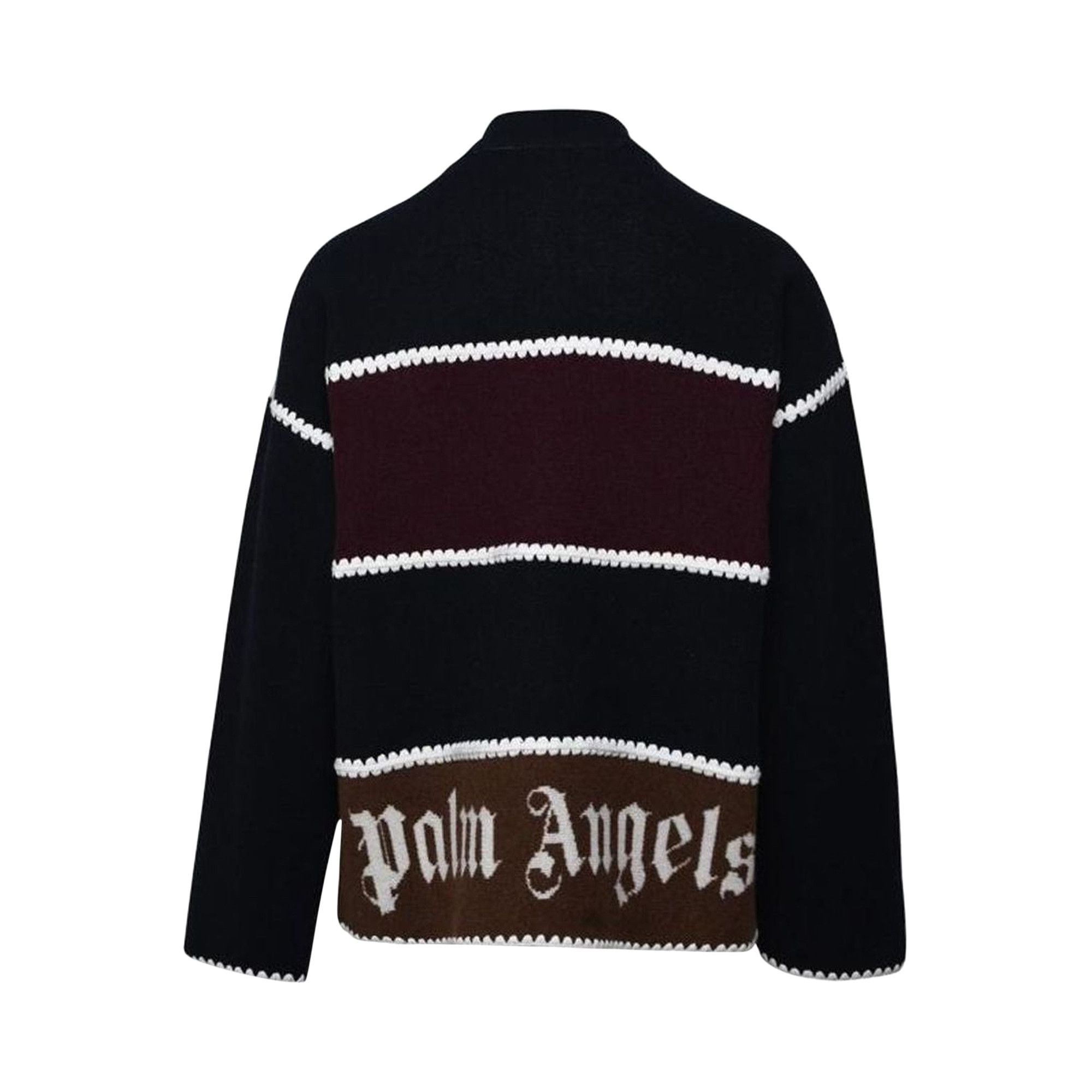 Palm Angels Monogram Striped Knit Jacket 'Navy Blue' - 2