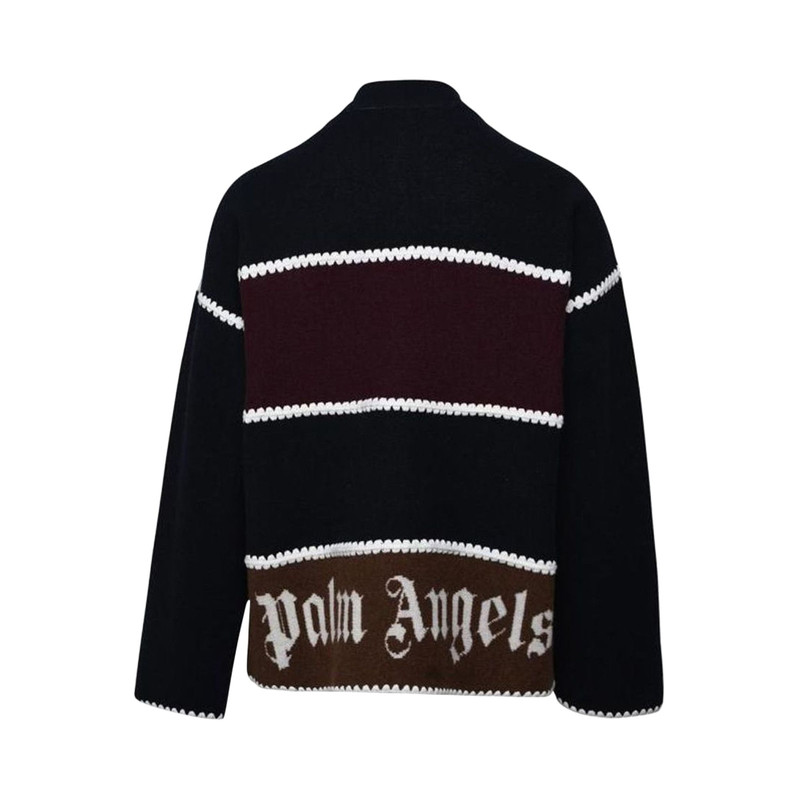 Palm Angels Palm Angels Monogram Striped Knit Jacket 'Navy Blue' outlook