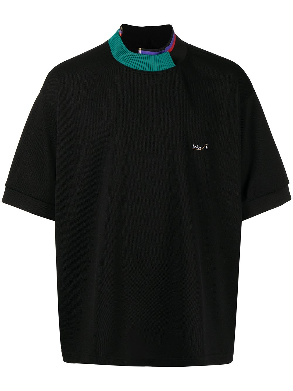 deconstructed neckline T-shirt - 1