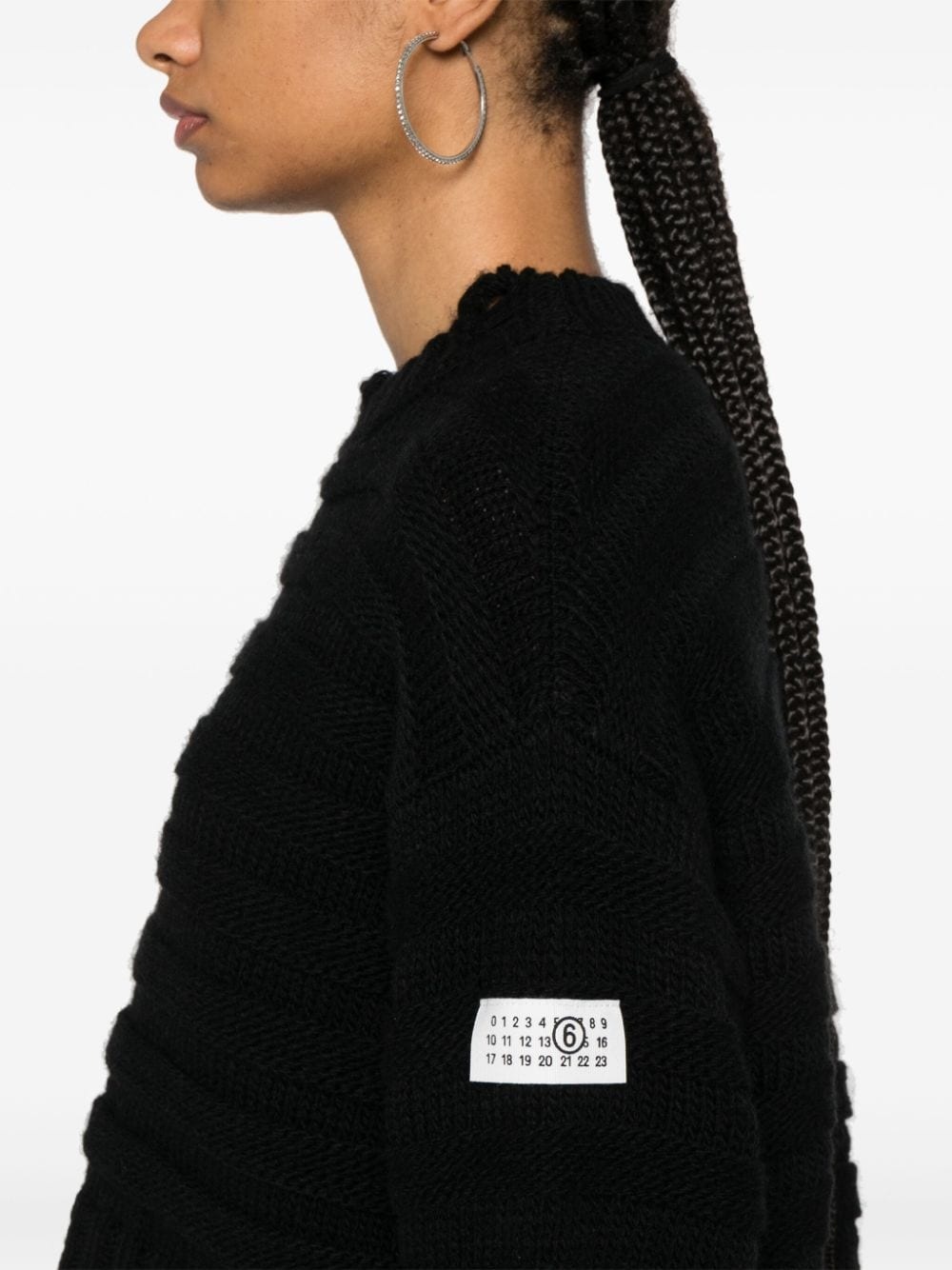 distressed chunky-knit jumper - 5