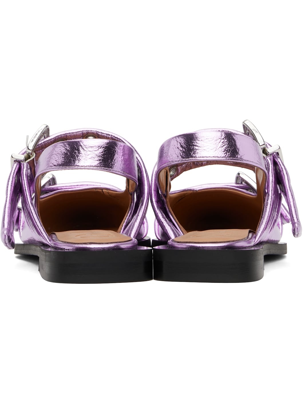 Purple Feminine Buckle Flats - 2