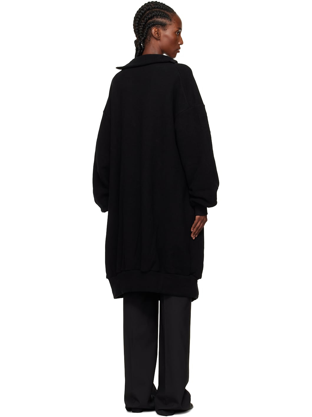 Black Jersey Twill Button D Cardigan - 3