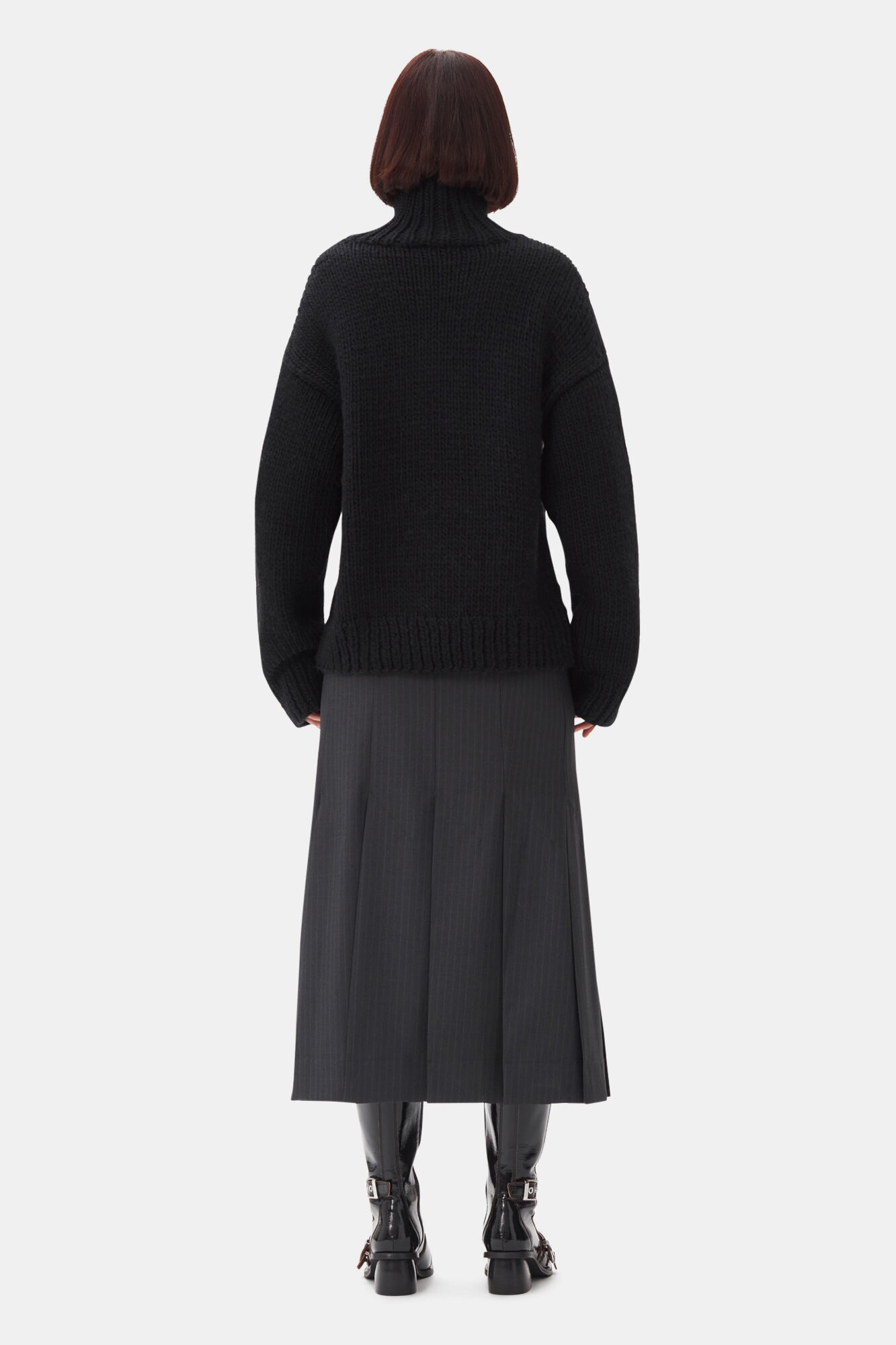 BLACK HANDKNIT TURTLENECK SWEATER - 5