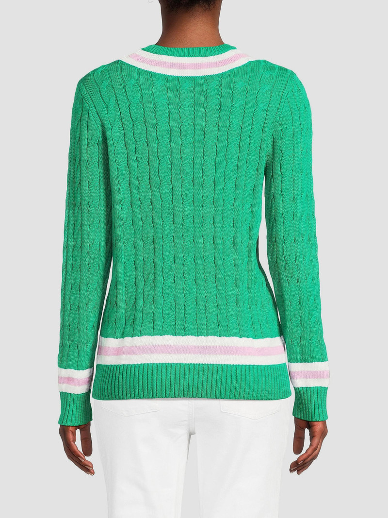 Women's Brockton Striped Cotton Cable-Knit Sweater - Kitts Green Pink Bliss 5