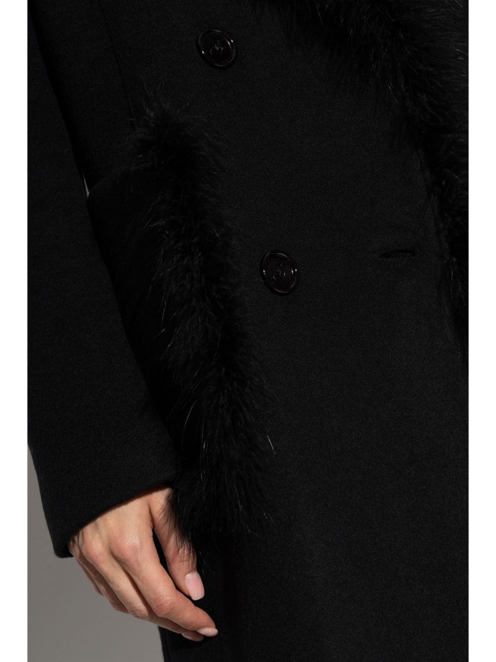 faux-fur trim coat - 5