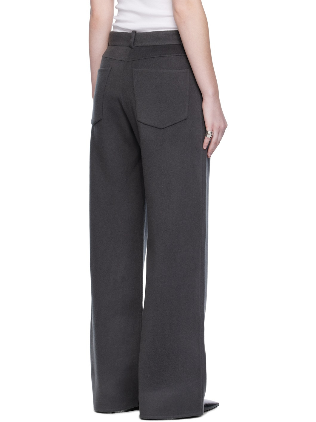 Gray Handmade Wool Cashmere Trousers - 3