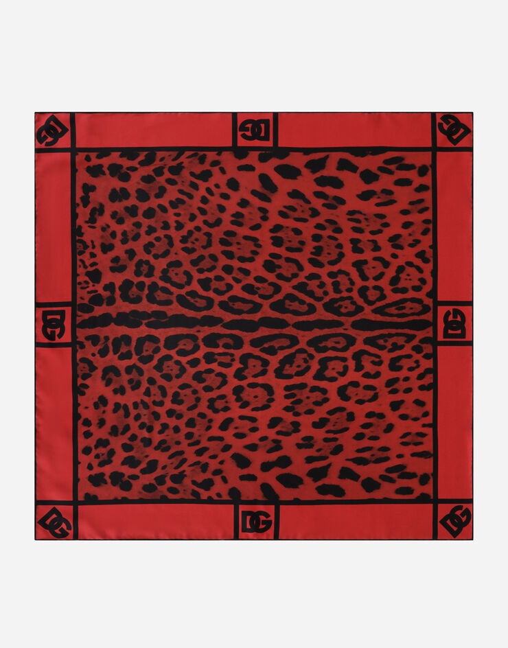 Neon leopard-print twill scarf (70 x 70) - 1