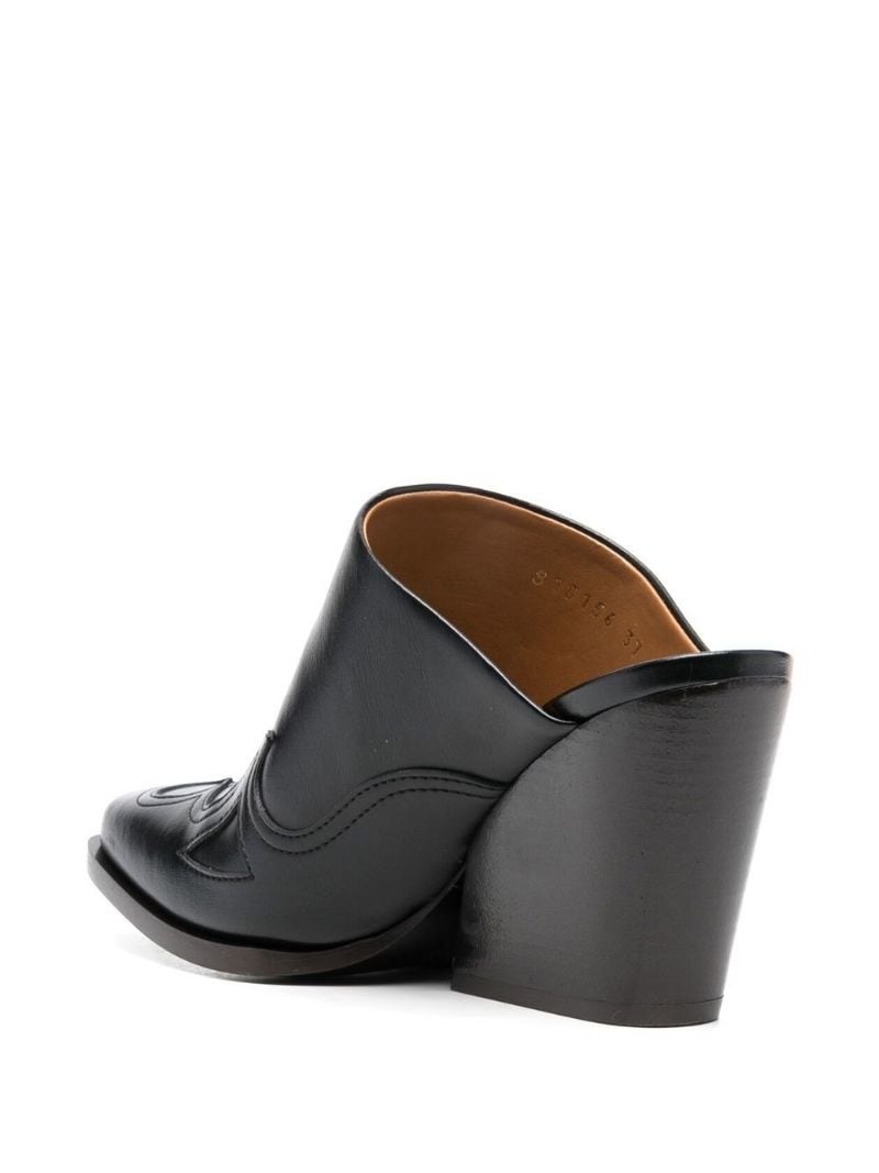 square-toe Cuban-heel mules - 3