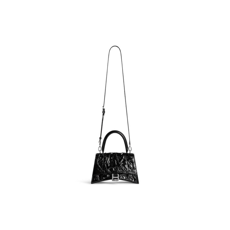 Women's Hourglass Small Handbag Crushed Effect  in Black 5