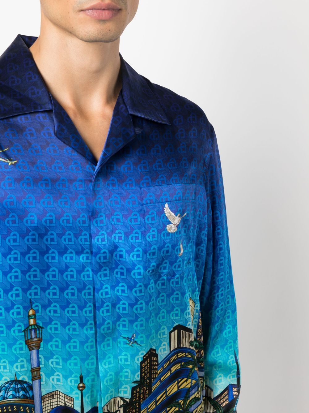 Cuban-collar silk shirt - 5