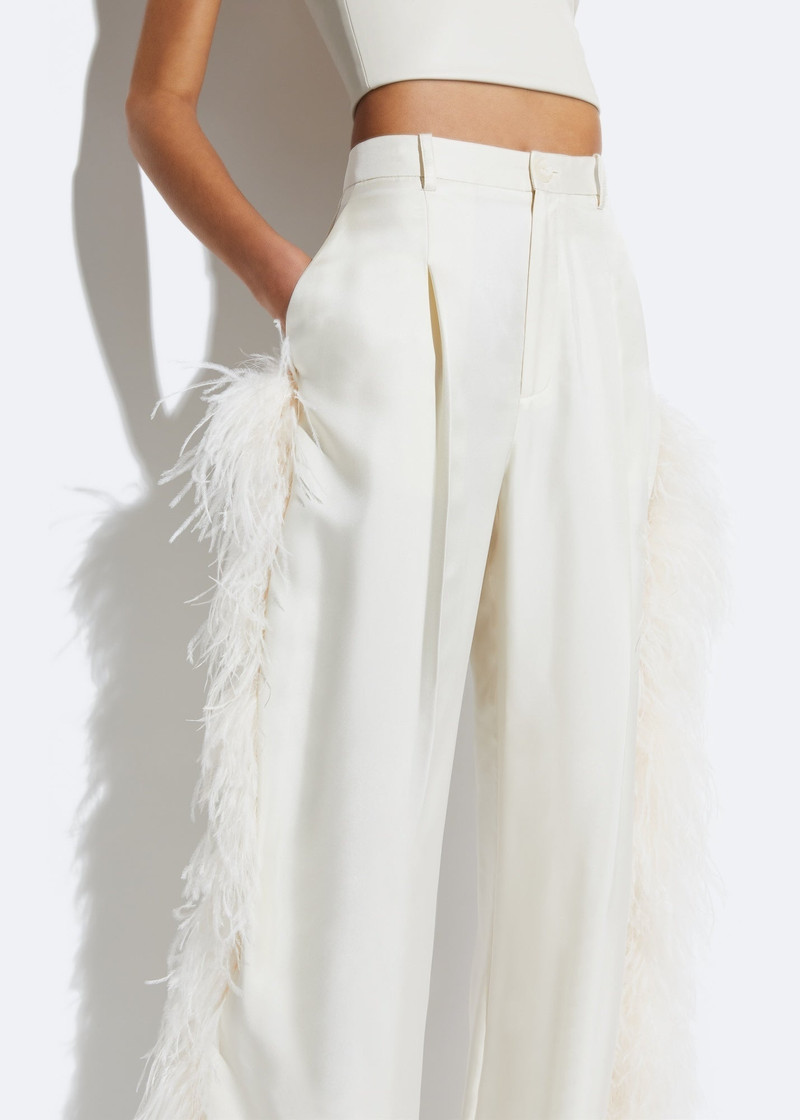 Silky Twill Pleated Pant With Feathers 4