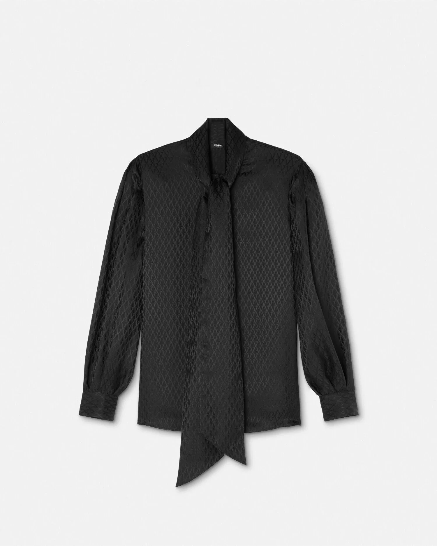 V Allover Jacquard Silk Lavallière Shirt - 1