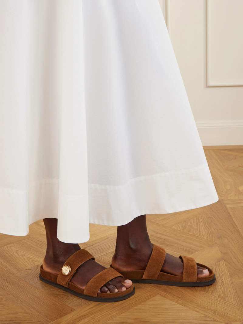 TORY BURCH Romy Sport Embellished Suede Slides outlook