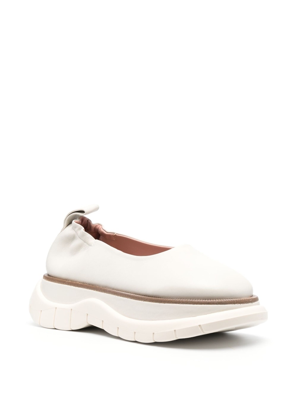 round-toe leather ballerina shoes - 2