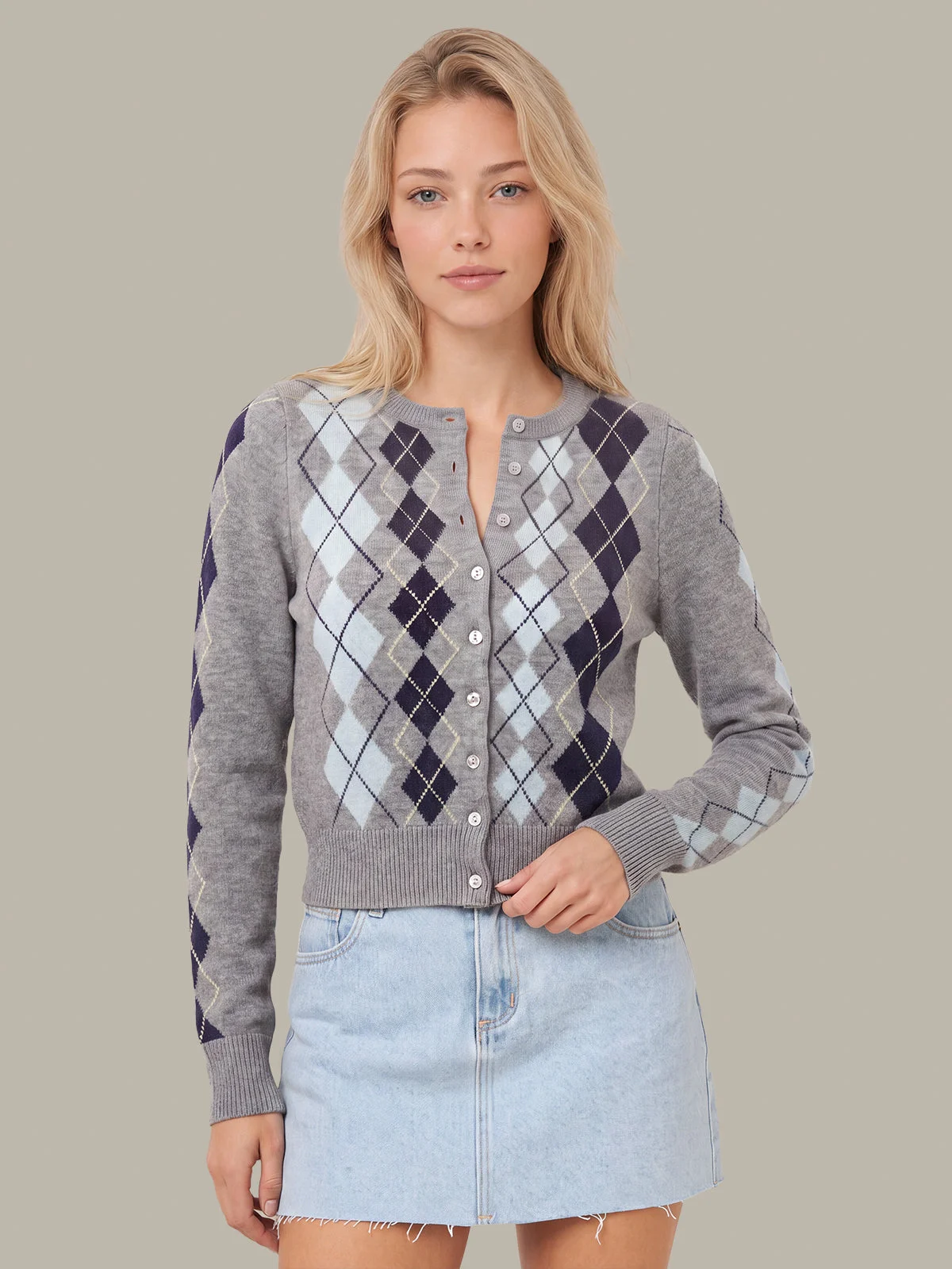 Serena Intarsia Argyle Cardigan - 1