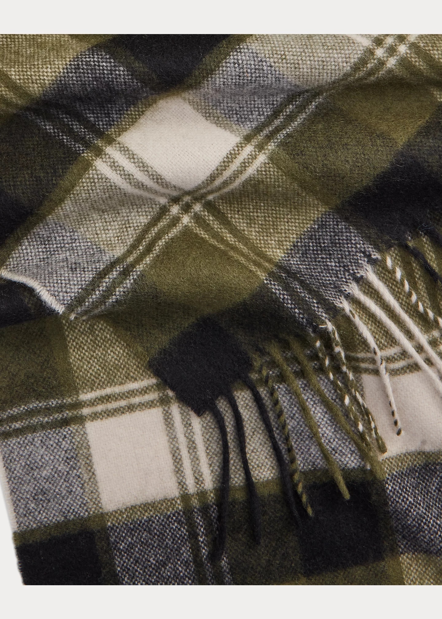 Fringed Plaid Cashmere Scarf - 4