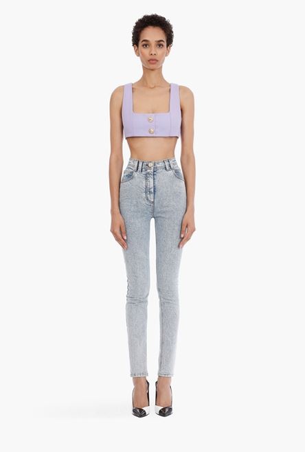 Skinny high-waisted light blue jeans - 4