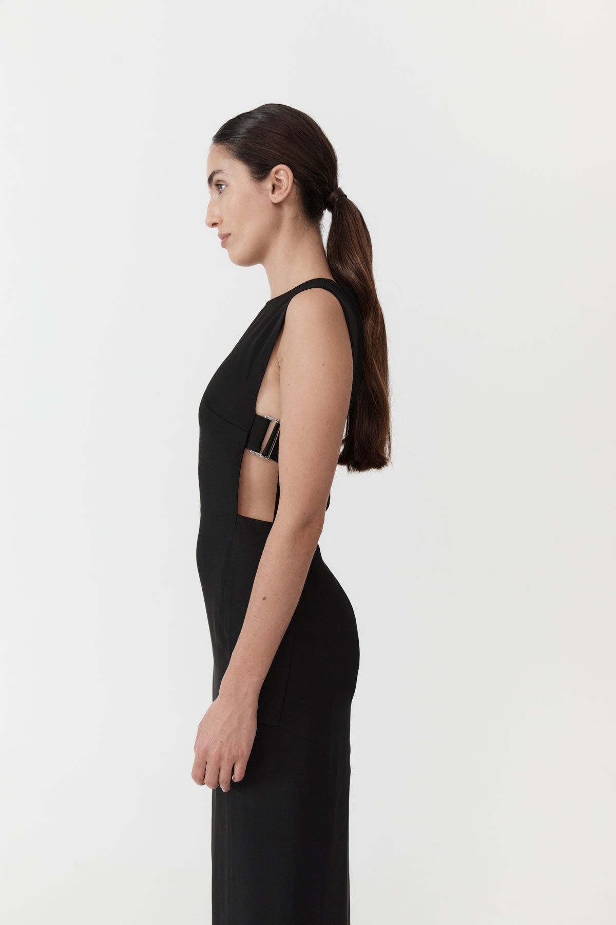 Classic Side Detail Dress - Black - 3
