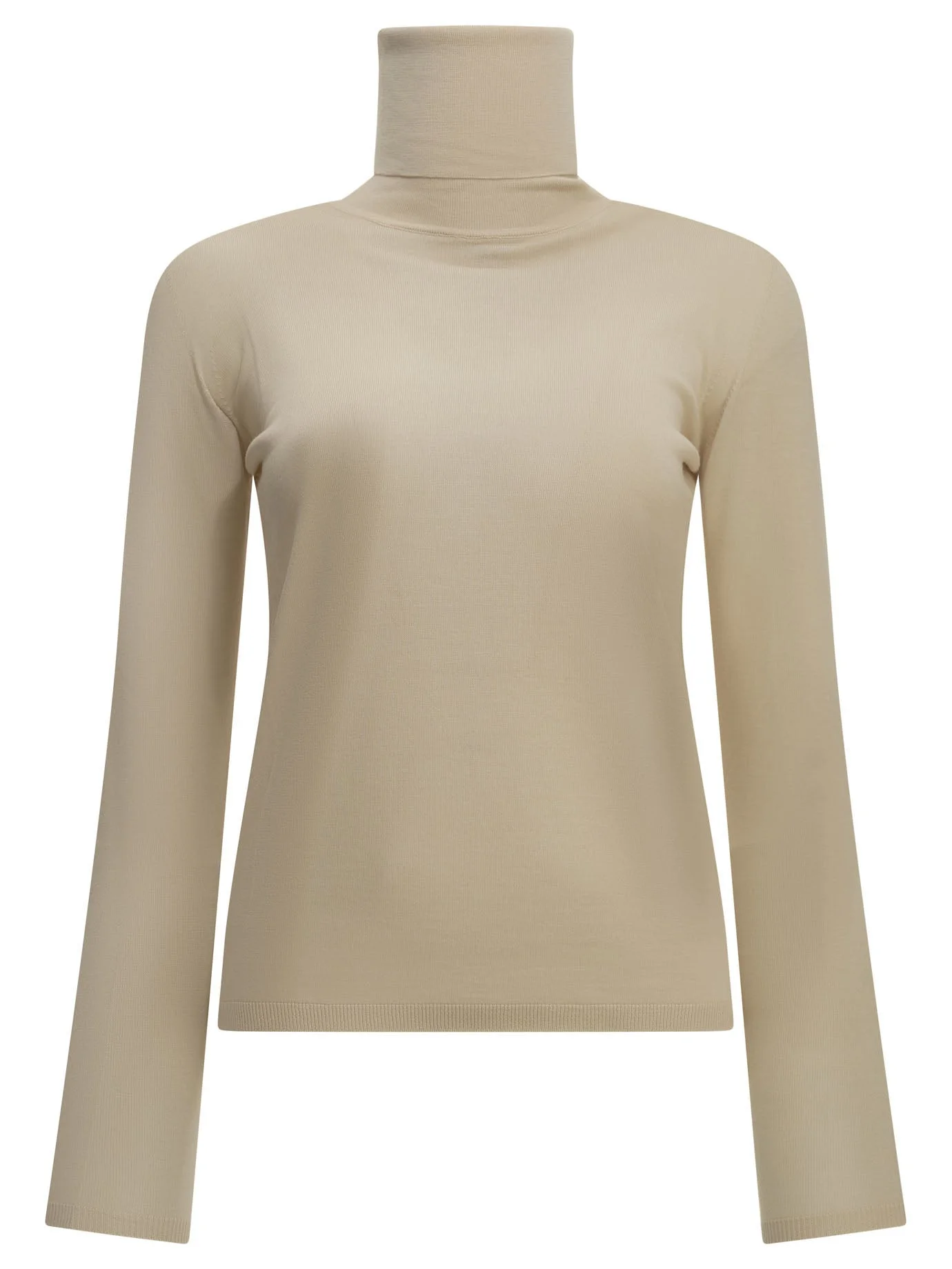 Max Mara Virgin Wool Turtleneck Sweater Beige - 1