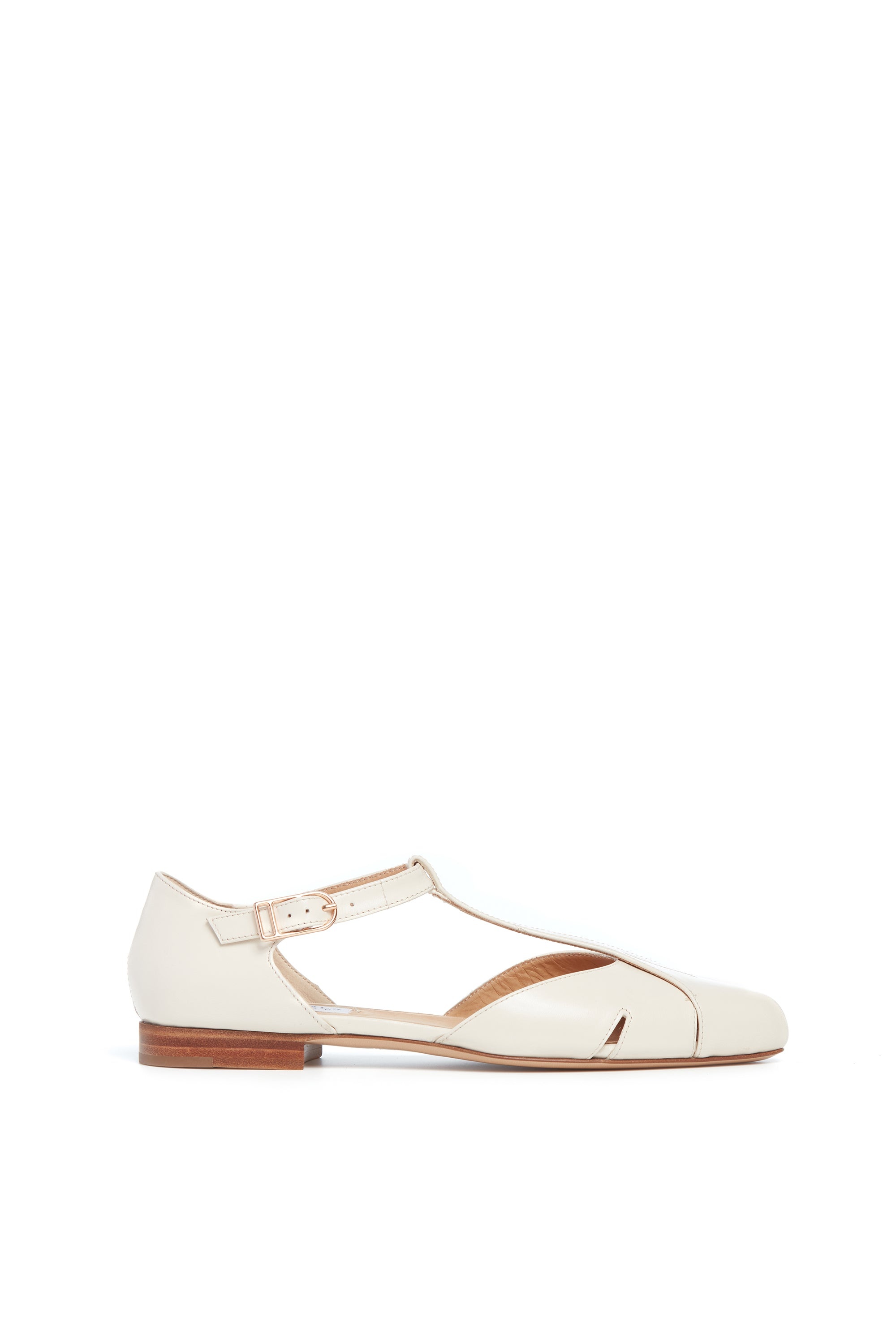 Harlow Ballerina Flat in Cream Leather - 1