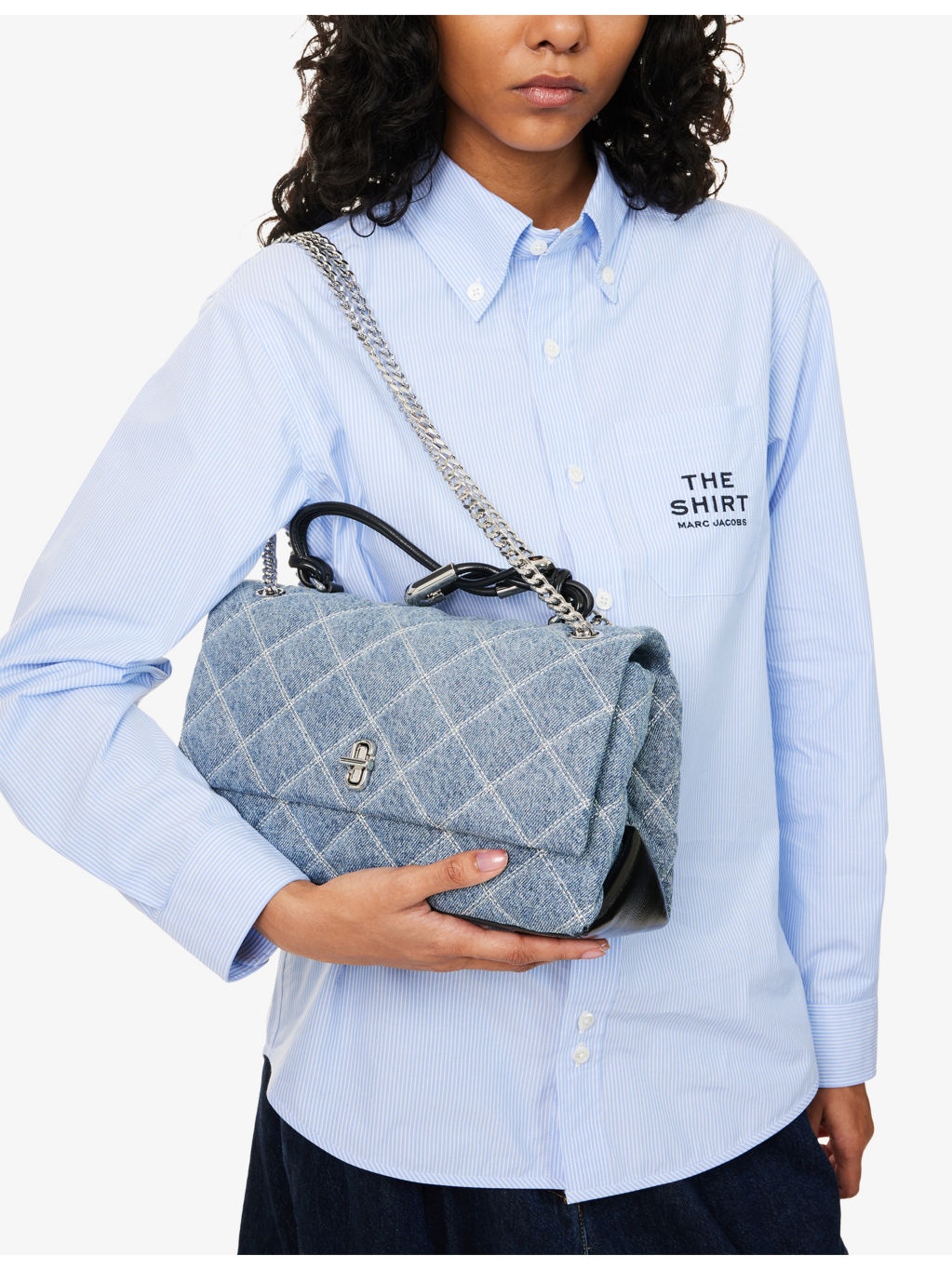 The Quilted Dual Convertible Denim Shoulder Bag - 6
