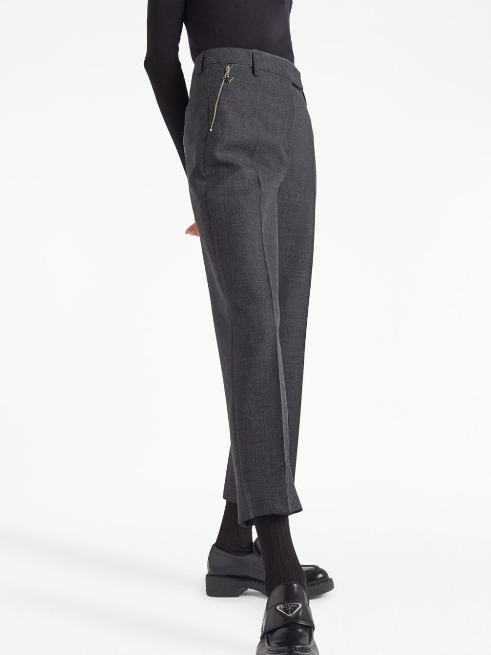 zip-pocket cropped trousers - 3