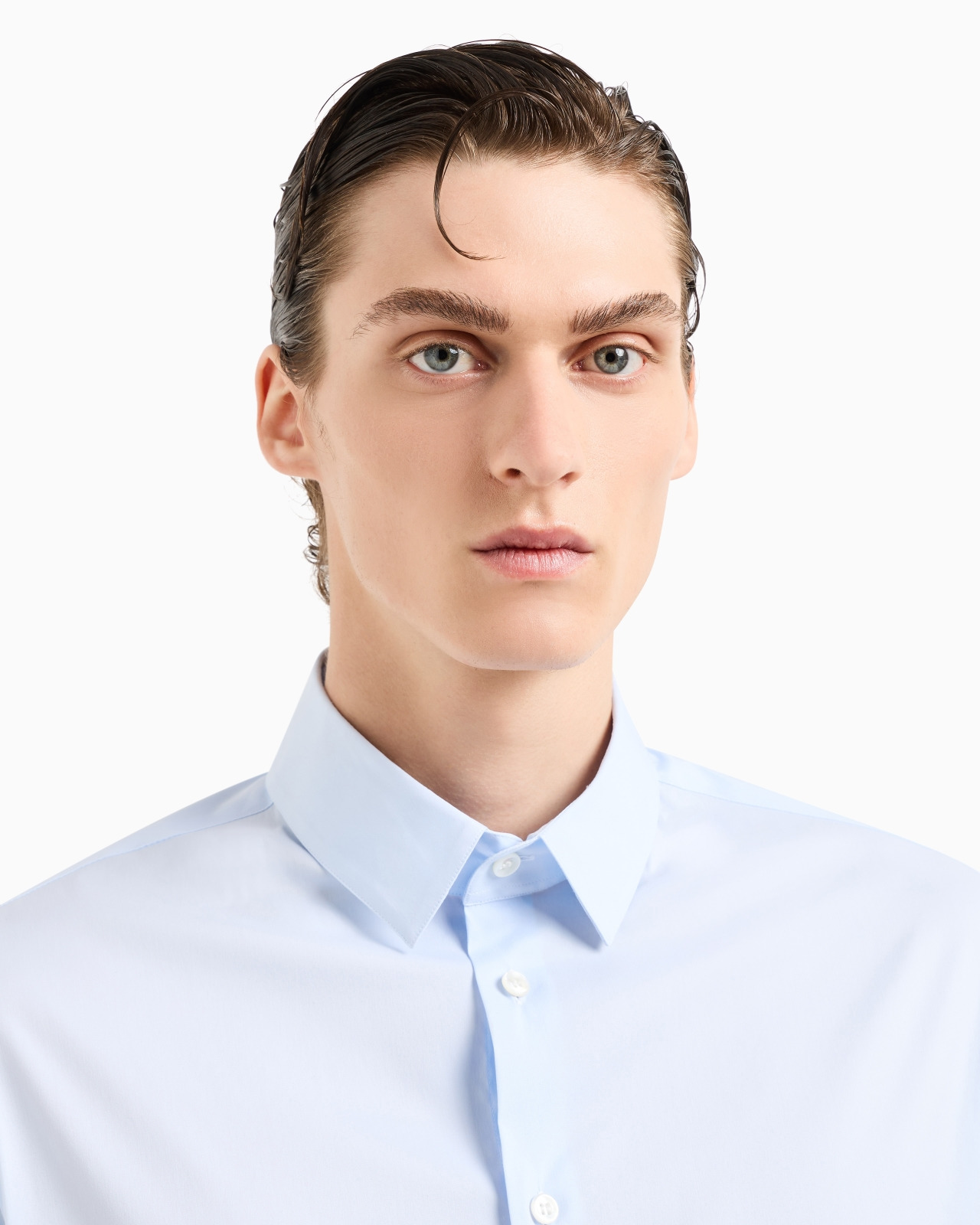 Stretch fabric shirt with collar stays - 5